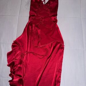 Chic Backless Red Satin Dress